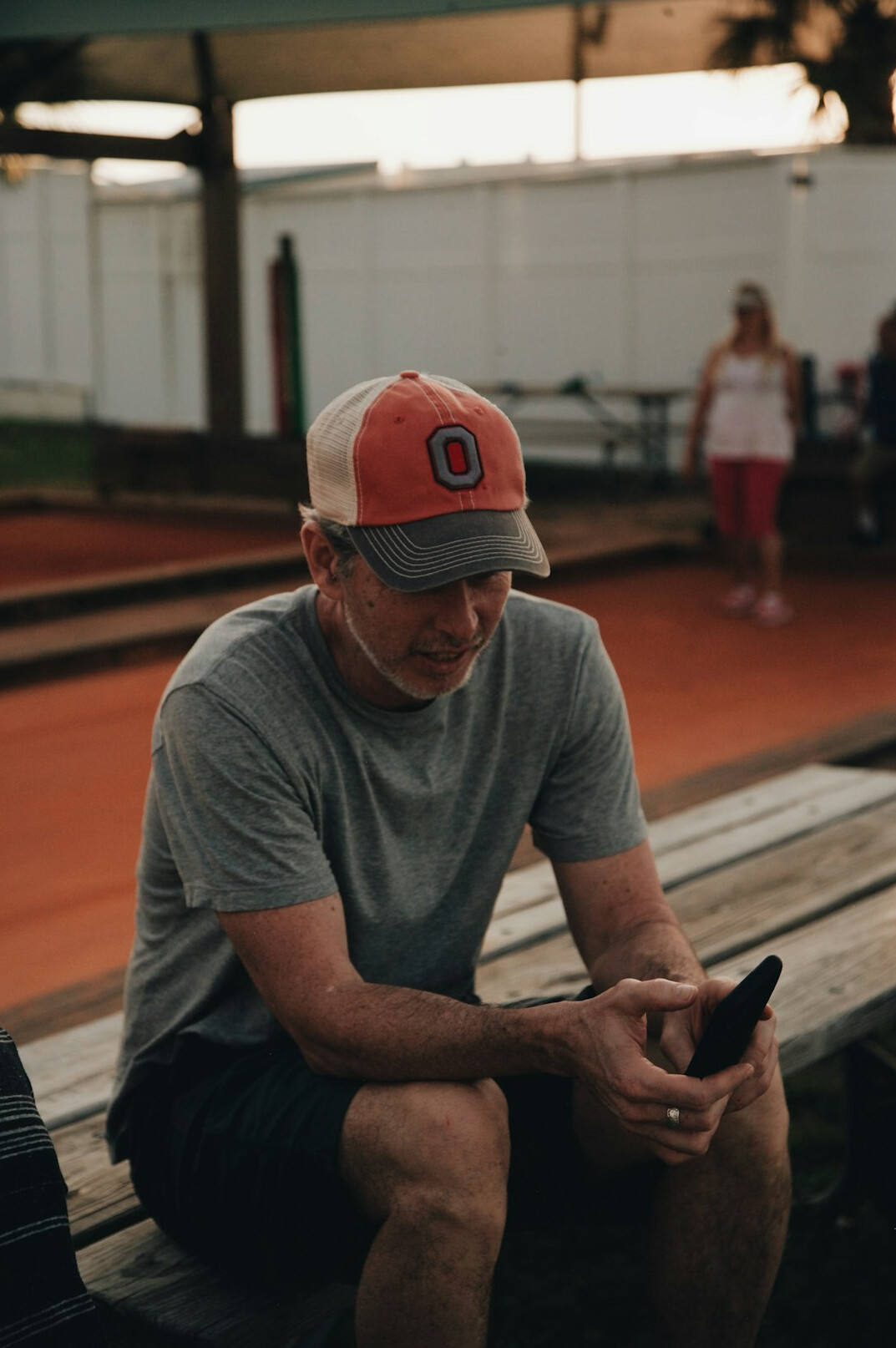 senior using fitness app