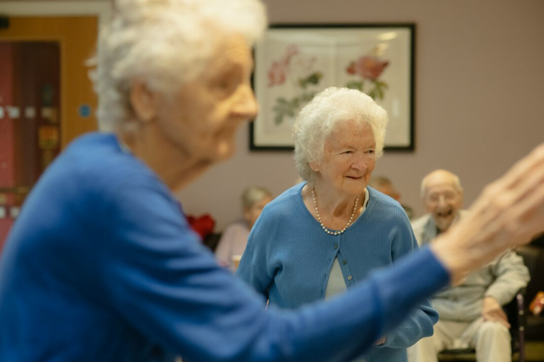 seniors exercising in group