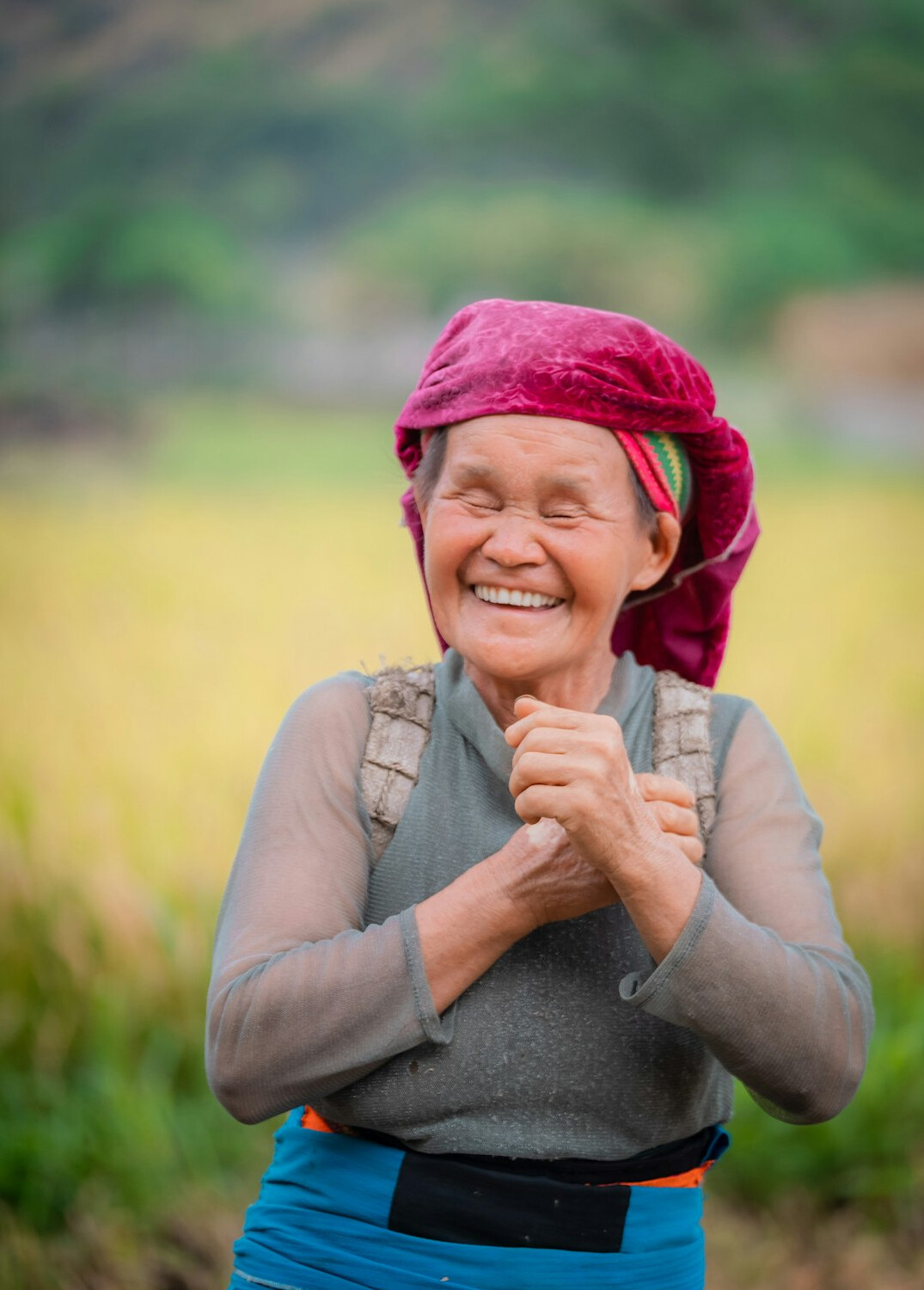 senior woman smiling happily